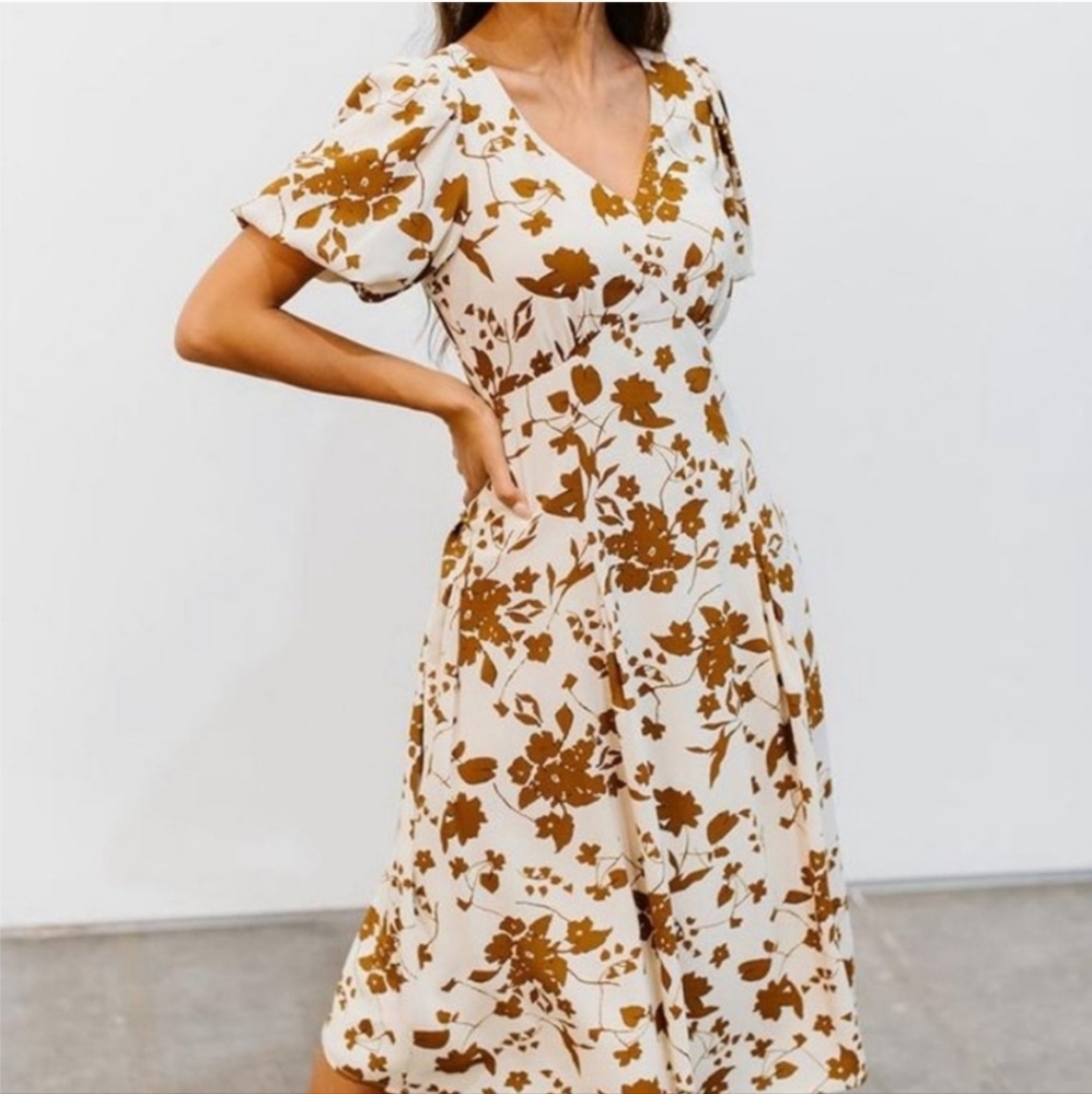 Polagram Midi Dress | Camel Floral
